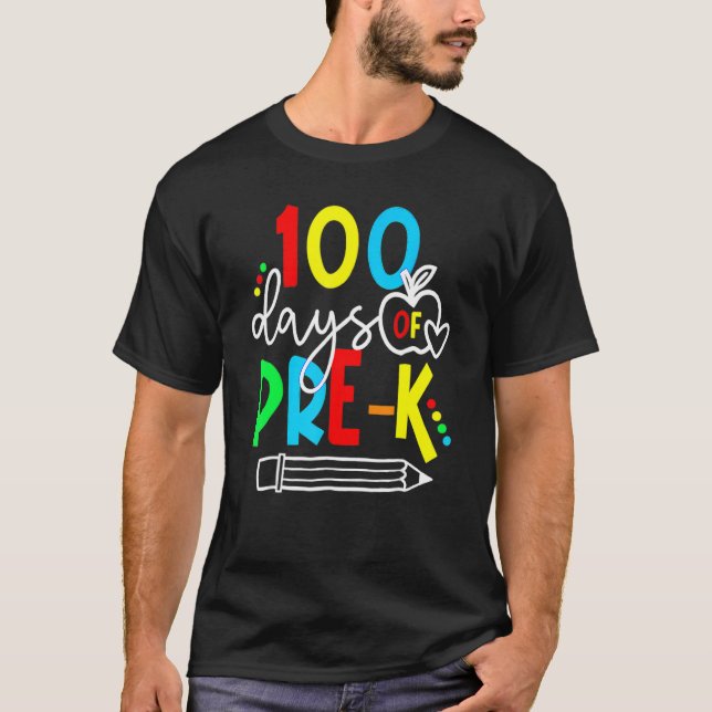 Camiseta 100º Dia Do Pré K Engraçado 100 Dias Professores E (Frente)