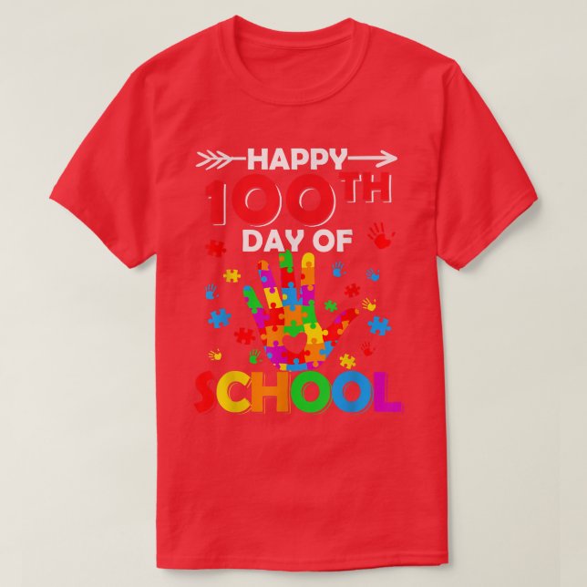 Camiseta 100º Dia do Professor de Autismo Escolar (Frente do Design)