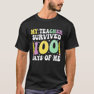 Camiseta 100º dia escolar Minha Professora sobreviveu 100