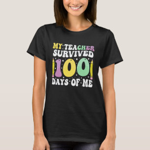 Camiseta 100º dia escolar Minha Professora sobreviveu 100