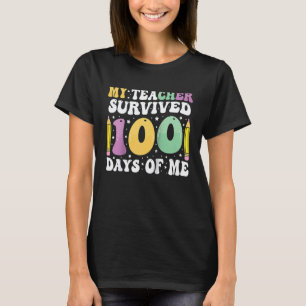 Camiseta 100º dia escolar Minha Professora sobreviveu 100 d