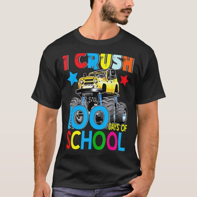 Camiseta 100º Dia Eu Esmago 100 Dias De Caminhão Monstro Da (Frente)
