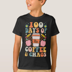 Camiseta 100.º Dia Da Escola 100 Dias De Café Para Professo
