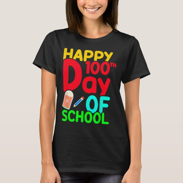 Camiseta 100.º Dia Da Escola 100 Dias Estudantes Gi (Frente)