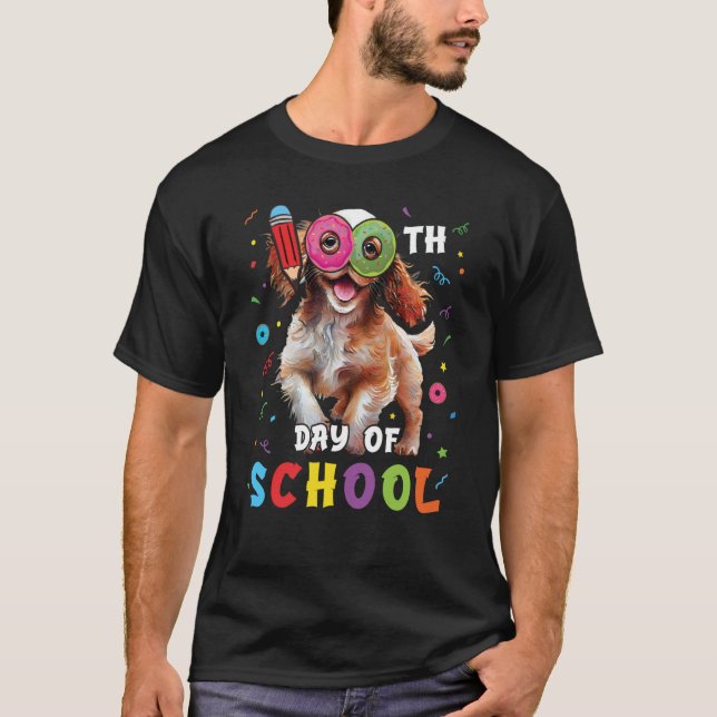 Camiseta 100.º Dia Da Rosquinha De Cachorro Espanhol Escola (Frente)
