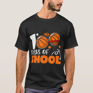 Camiseta 100.º Dia De Crianças De Basquete Escolar 100 Dias