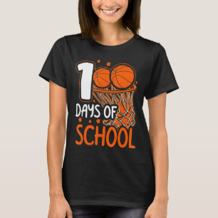 Camiseta 100.º Dia De Crianças De Basquete Escolar 100 Dias