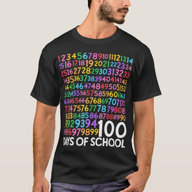 Camiseta 100.º Dia De Professores Crianças 100 Dias Número  (Frente)