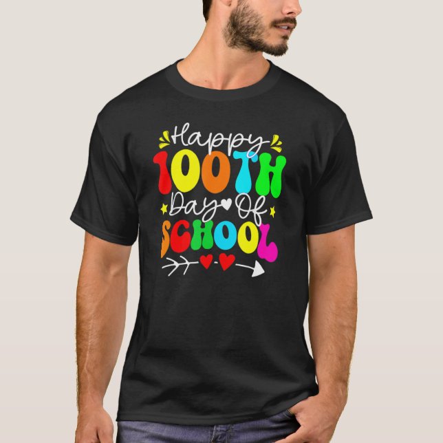 Camiseta 100.º Dia de Professores Crianças Felizes 100 D (Frente)