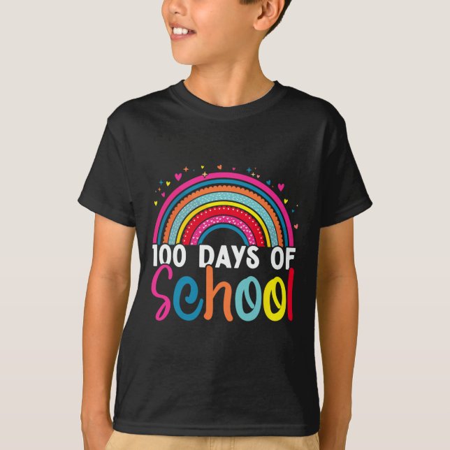 Camiseta 100.º Dia De Professores Crianças Retro Groovy 100 (Frente)