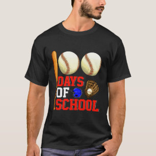 Camiseta 100.º Dia De Professores De Basebol Escolar 100 D