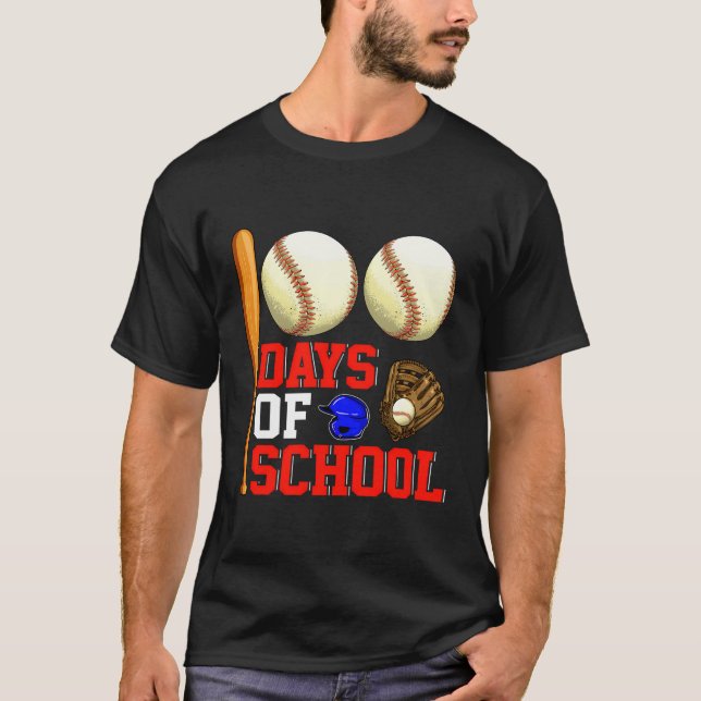Camiseta 100.º Dia De Professores De Basebol Escolar 100 D (Frente)
