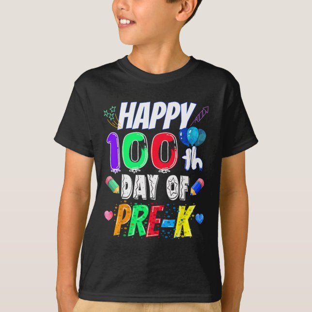 Camiseta 100.º Dia De Professores Presentes 100 Dias De Pro (Frente)