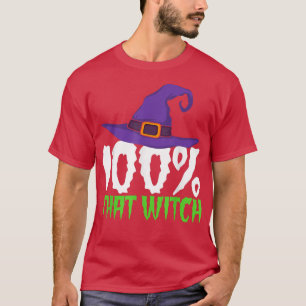 Camiseta 100 Bruxa Engraçada das Mulheres no Dia das Bruxas