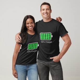 Camiseta 100% carregado e 2% casal baixo da bateria