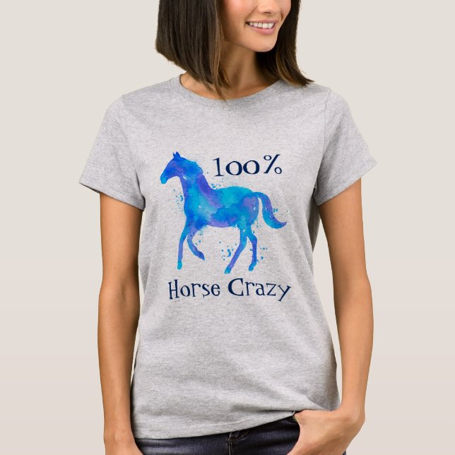 Camiseta 100% Cavalo Crazy Watercolor (Frente)