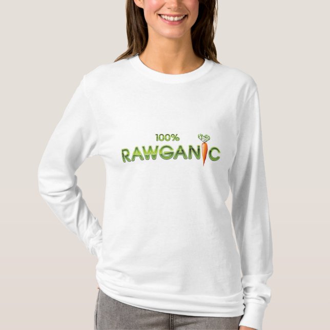 Camiseta 100% comida crua de Rawganic - cenoura (senhoras) (Frente)