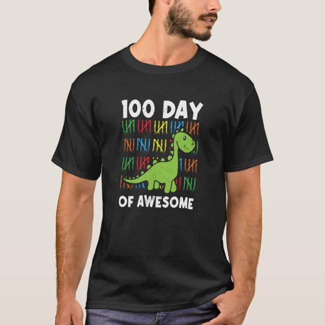Camiseta 100 Day Of Awesome Rex Dinosaur Dino Tyrannosaurus (Frente)