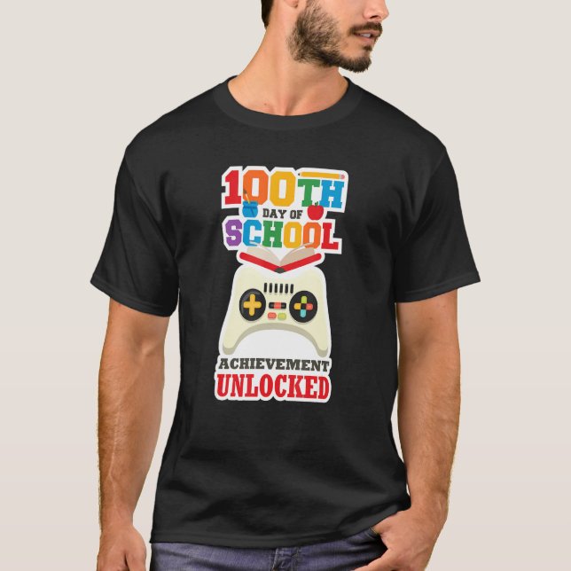 Camiseta 100 Day of School Achievement Unlocked Gamer (Frente)
