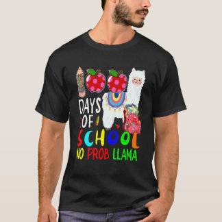 Camiseta 100 Day Of School No Prob Llama Cute Llama Lover S
