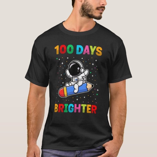 Camiseta 100 Days Brighter 100th Day of School Astronaut Sp (Frente)