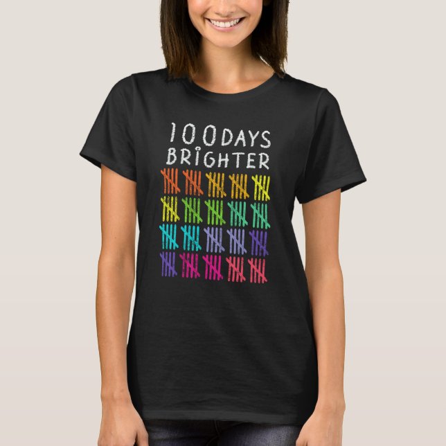 Camiseta 100 Days Brighter 100th Day of School Kindergarten (Frente)