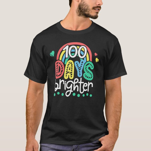 Camiseta 100 Days Brighter Colourful Rainbow 100th Day of S (Frente)