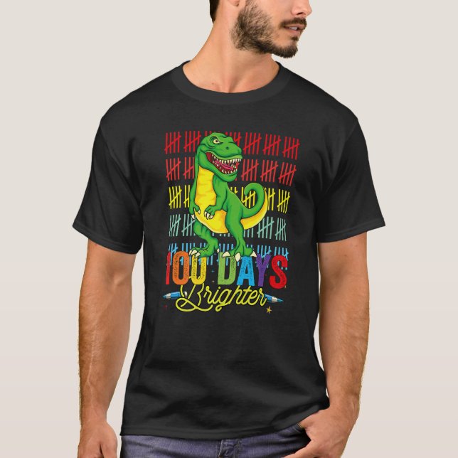 Camiseta 100 Days Brighter Dinosaur For Teachers And Kids S (Frente)