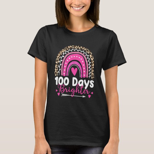 Camiseta 100 Days Brighter Happy 100th Day Of School Rainbo (Frente)