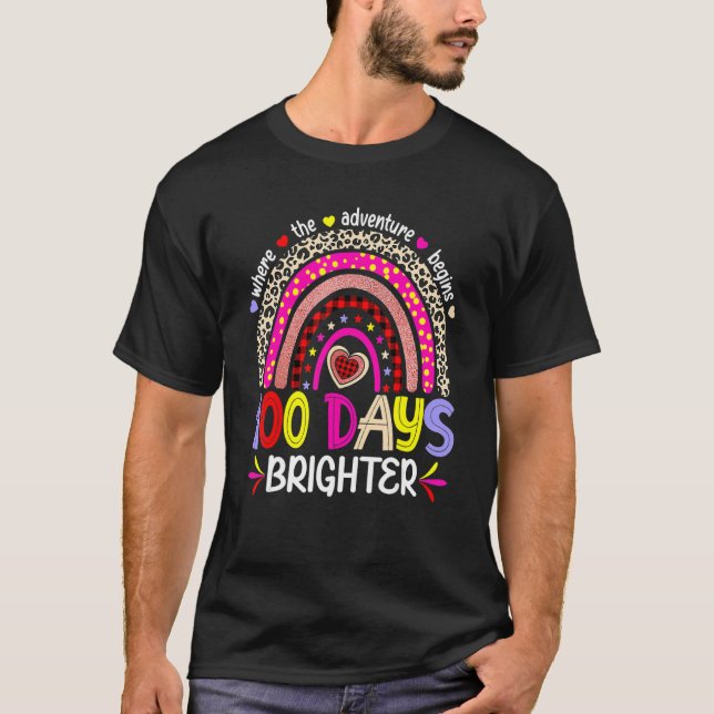 Camiseta 100 Days Brighter Happy 100th Day Of School Rainbo (Frente)