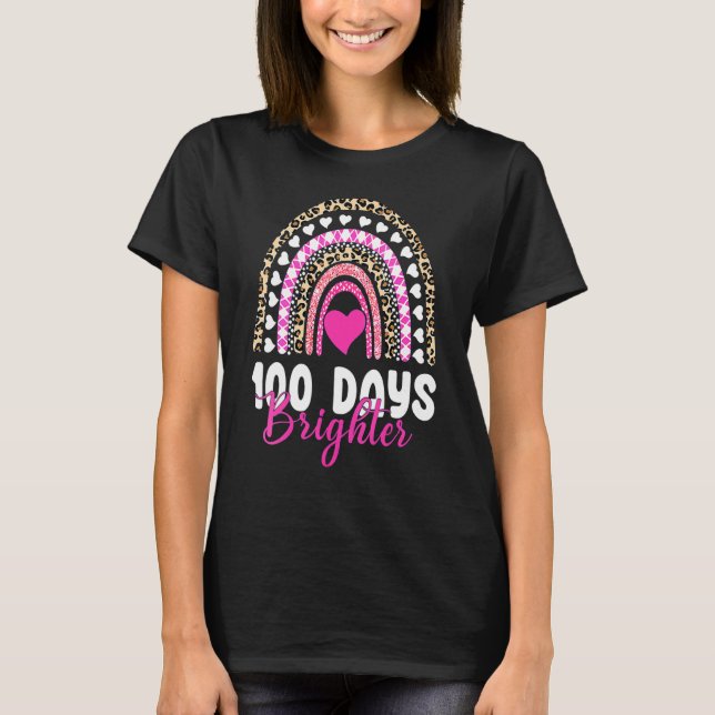 Camiseta 100 Days Brighter Happy 100th Day Of School Rainbo (Frente)