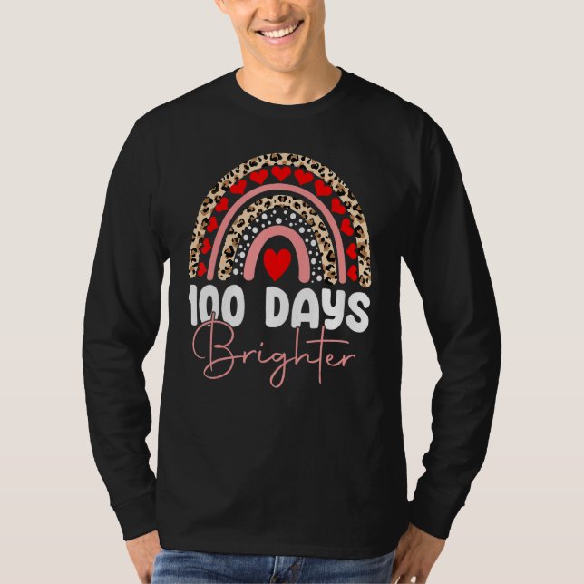 Camiseta 100 Days Brighter Happy 100th Day Of School Rainbo (Frente)