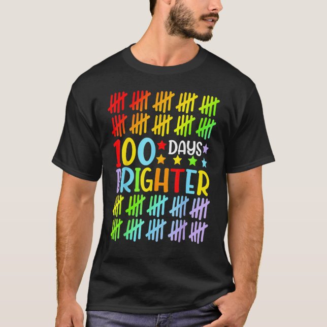 Camiseta 100 Days Brighter Happy 100th Day Of School Studen (Frente)