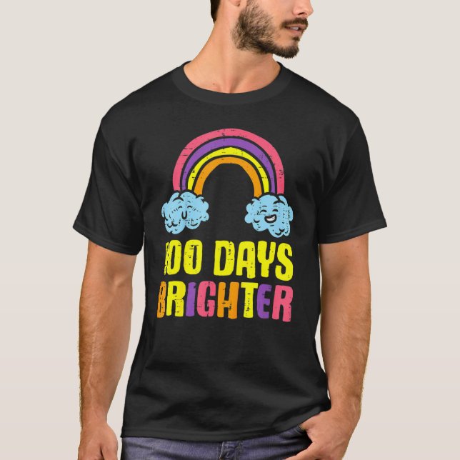 Camiseta 100 Days Brighter Rainbow Cute 100th Day School Sm (Frente)