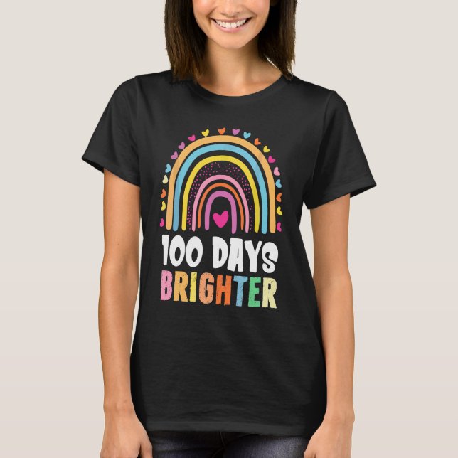 Camiseta 100 Days Brighter Student Happy 100th Day Of Schoo (Frente)