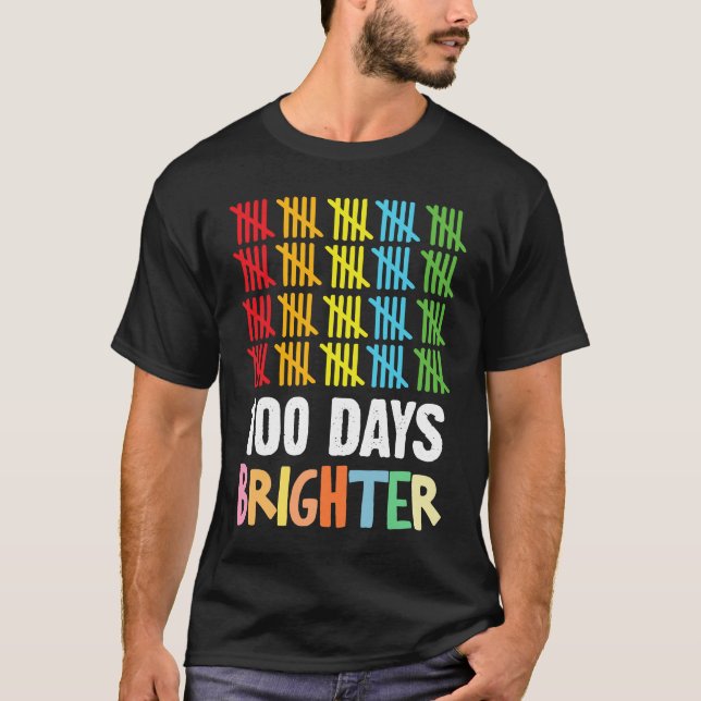 Camiseta 100 Days Brighter Student Happy 100th Day Of Schoo (Frente)