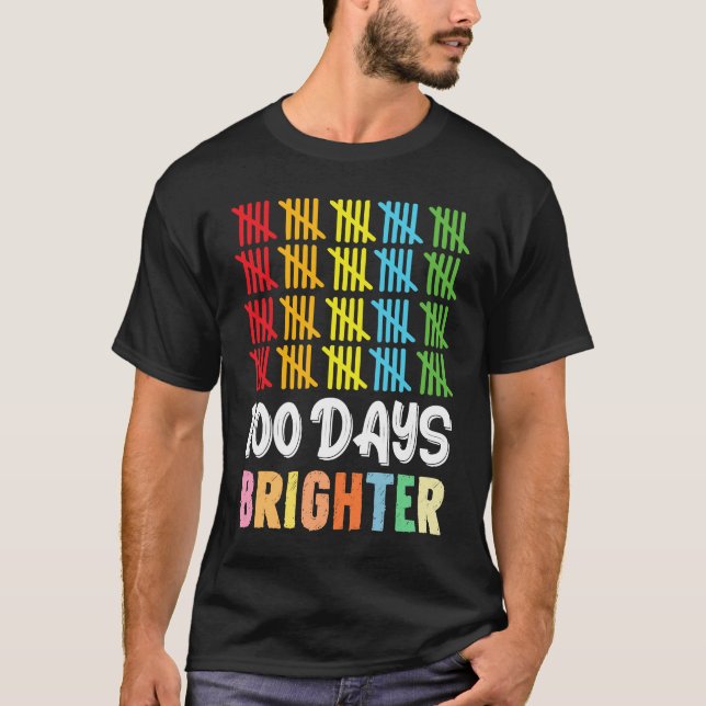 Camiseta 100 Days Brighter Student Happy 100th Day Of Schoo (Frente)