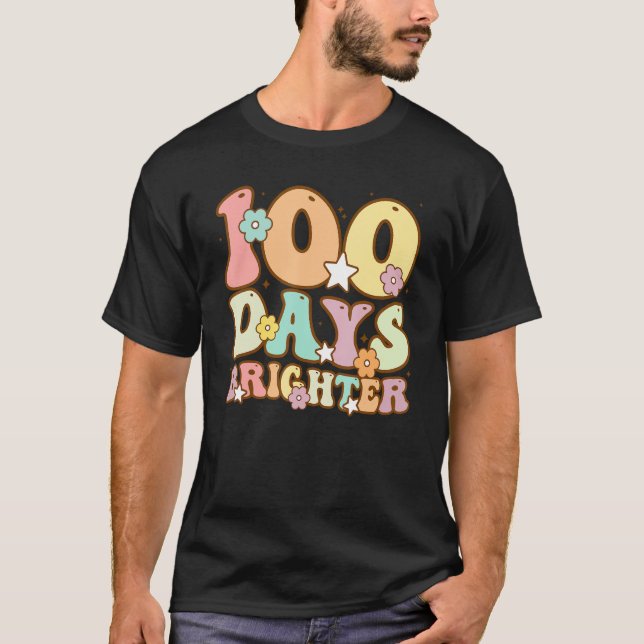 Camiseta 100 Days Brighter Teacher Kids Boys Girls 100 Days (Frente)