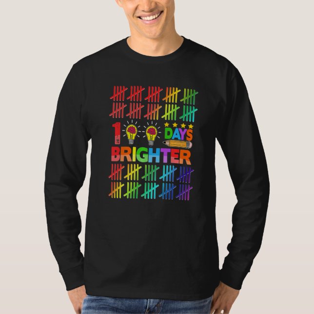 Camiseta 100 Days Brighter Teacher Kids Happy 100th Day Of  (Frente)
