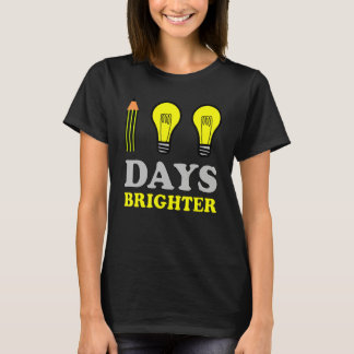 Camiseta 100 Days Brighter Teacher Student 100th Day of Sch