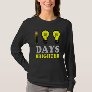 Camiseta 100 Days Brighter Teacher Student 100th Day of Sch