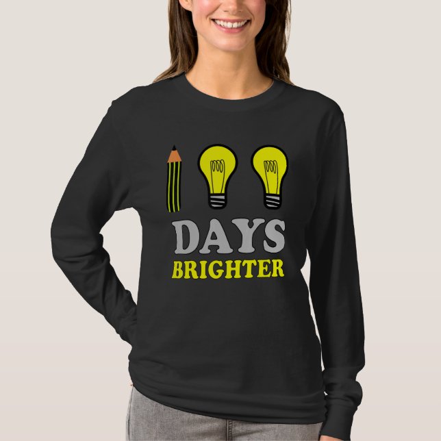 Camiseta 100 Days Brighter Teacher Student 100th Day of Sch (Frente)