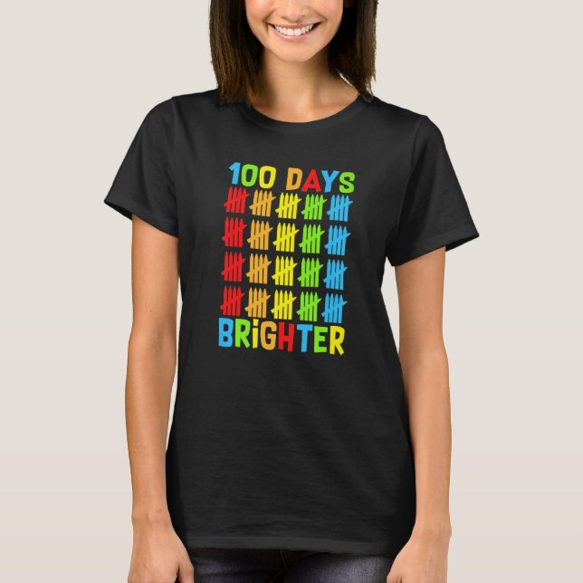 Camiseta 100 Days Brighter Teachers Kids Child Happy 100 Da (Frente)