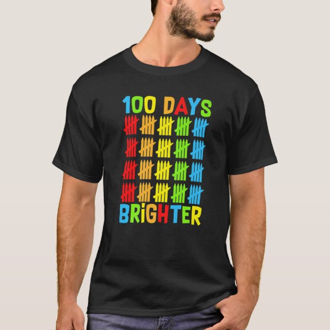Camiseta 100 Days Brighter Teachers Kids Child Happy 100 Da (Frente)