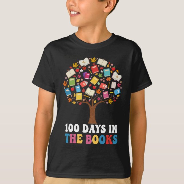 Camiseta 100 Days in The Books Reading Teacher 100th Day (Frente)