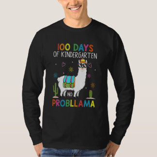 Camiseta 100 Days Kindergarten No Prob Llama Teacher 100th 