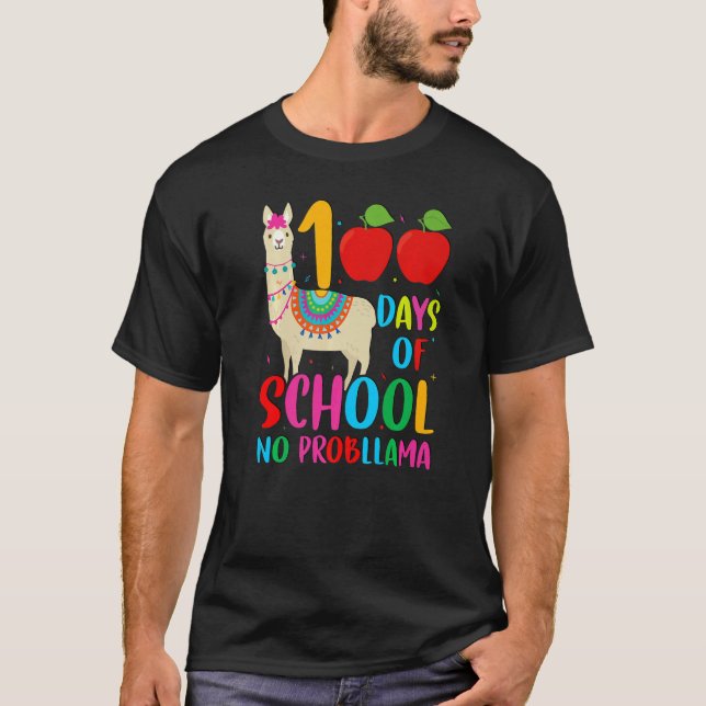 Camiseta 100 Days Llama Alpaca Pun NoprobLlama 100th Day of (Frente)