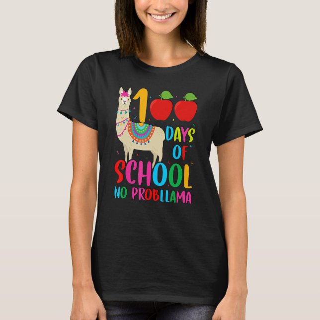 Camiseta 100 Days Llama Alpaca Pun NoprobLlama 100th Day of (Frente)