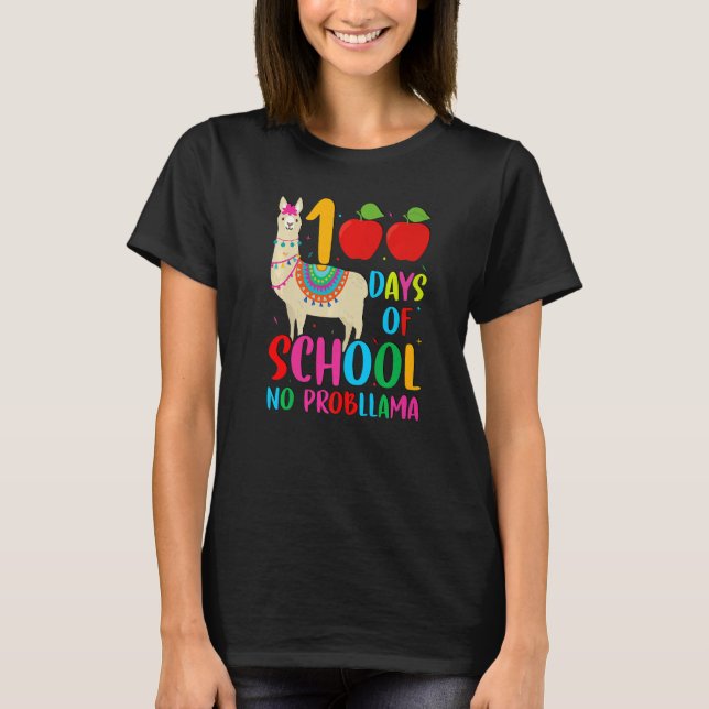 Camiseta 100 Days Llama Alpaca Pun NoprobLlama 100th Day of (Frente)