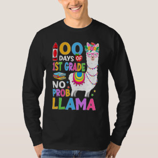 Camiseta 100 Days of 1st Grade No Probllama 100th Day Girls